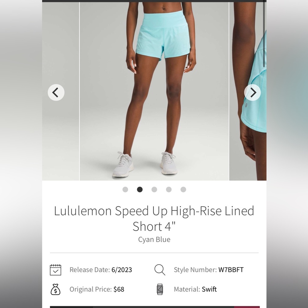 Lululemon Athletica Light Blue High-Rise Shorts
